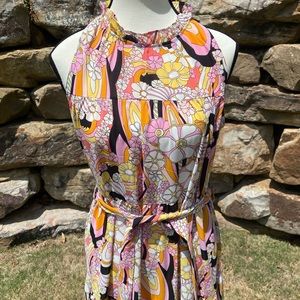 NWT Pinch Myra Black/Yellow/Orange/White Multi Floral Dress Size Medium